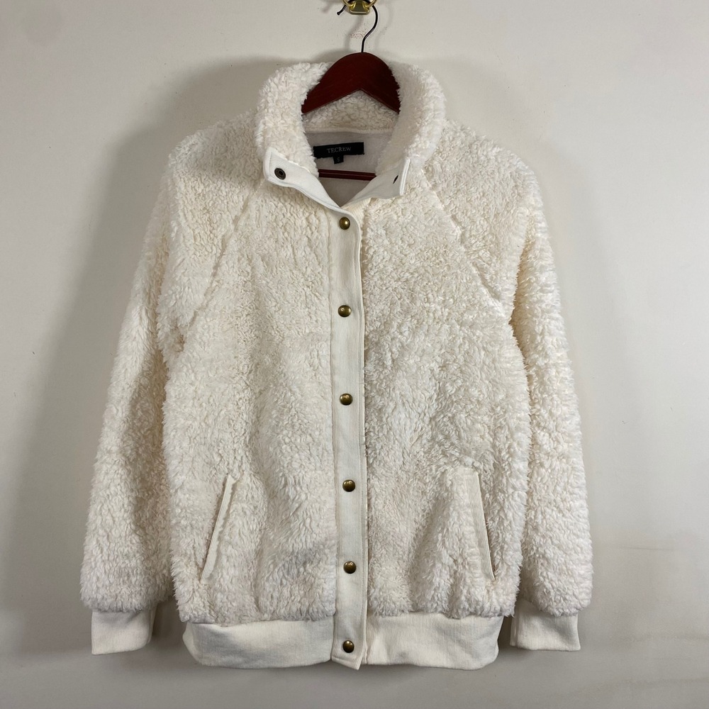Tecrew Shearling Jacket Button Up White Sherpa Co… - image 2